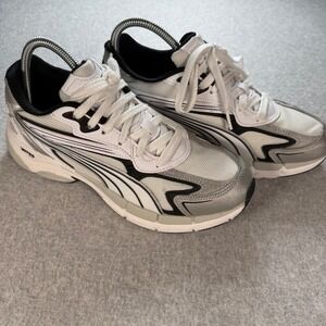 Puma Teveris Nitro Metallic Silver White Black Running Shoes 388920-10 Mens 8.5